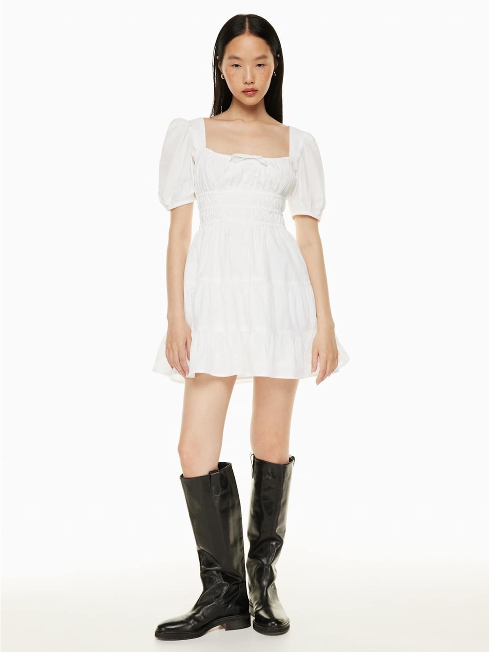 Sunday Best Martine Poplin Short-sleeve Dress, White, Size Medium - Picture 2 of 13